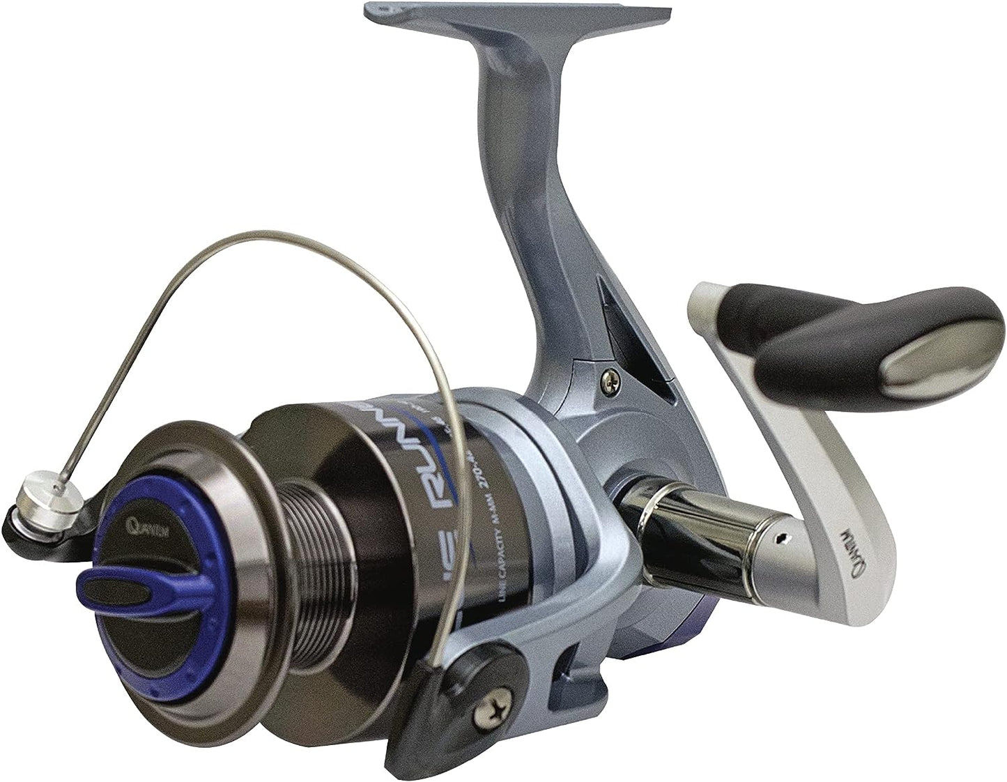 Quantum Blue Runner Spinning Fishing Reel, Size 80 Reel, Changeable Right- or Left-Hand Retrieve