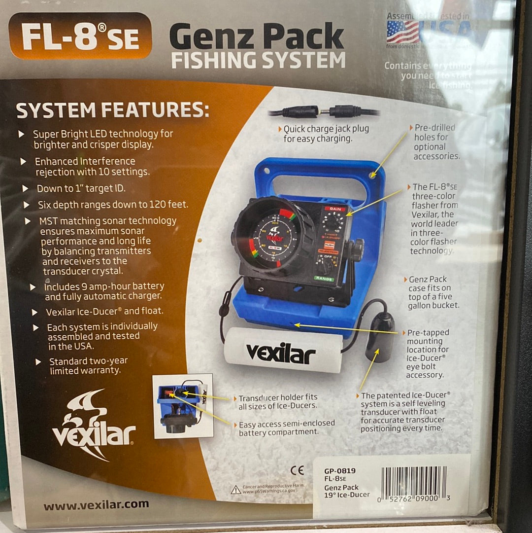 Vexilar FL-8 SE GENZ PACK Fishing System 19*Ice-Ducer