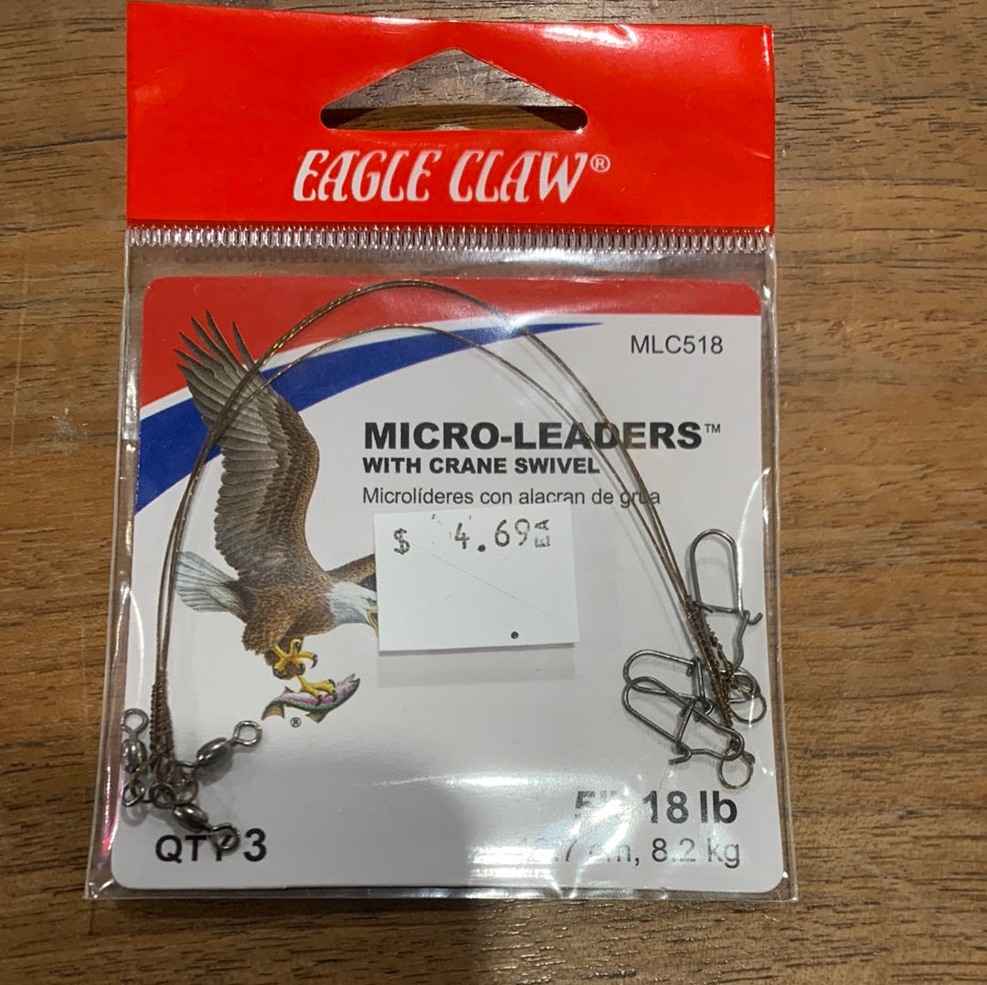 Eagle claw micro-leaders with crane swivel