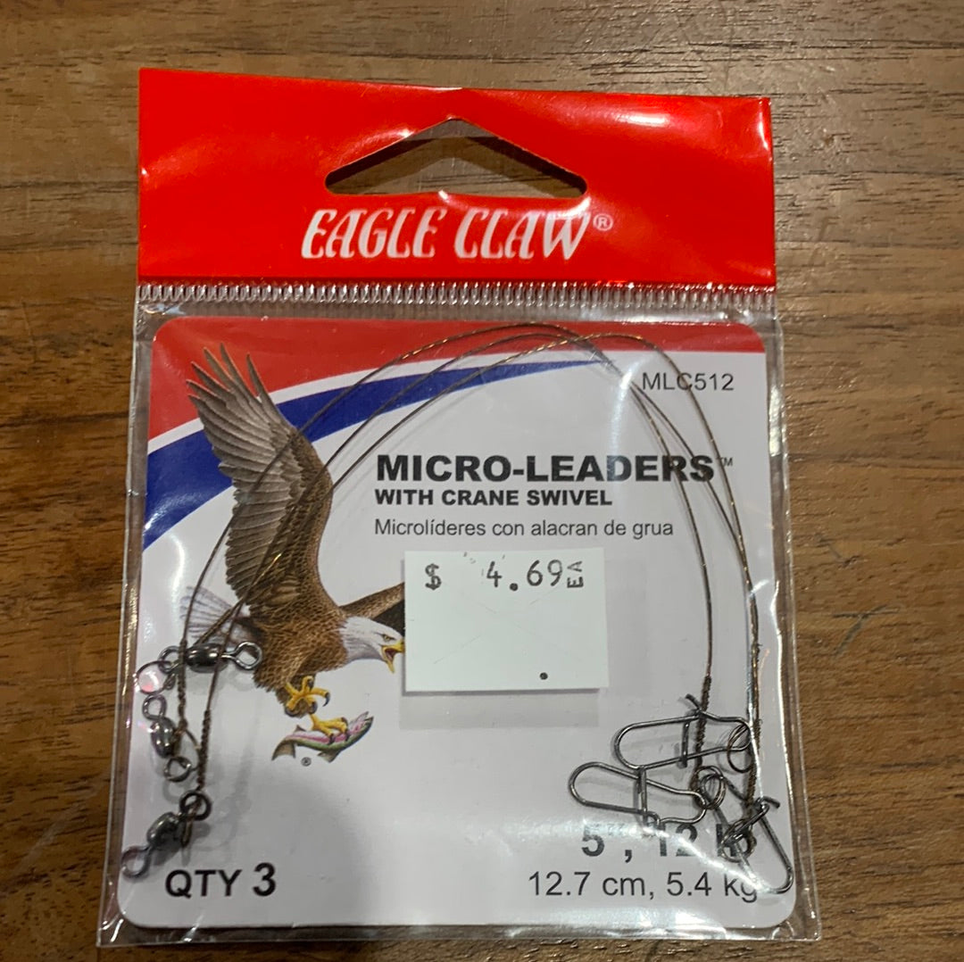 Eagle claw micro-leaders with crane swivel